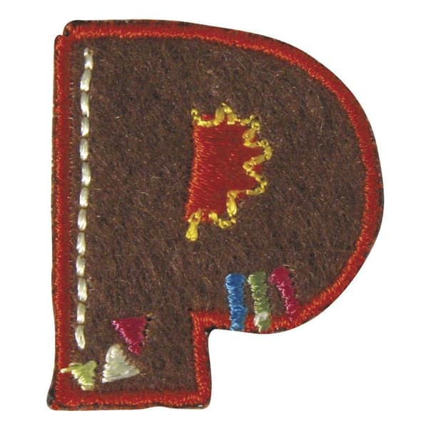 Broderat thermobadge Bokstav P 3 cm