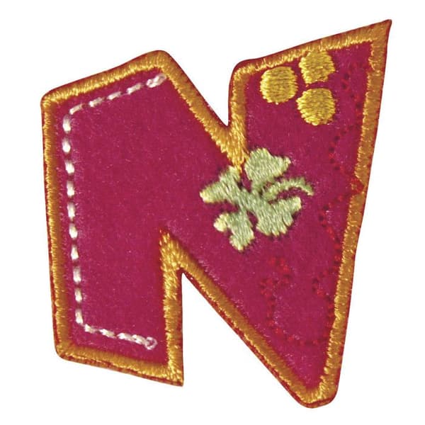 Broderat thermofixerat märke Bokstav N 3 cm