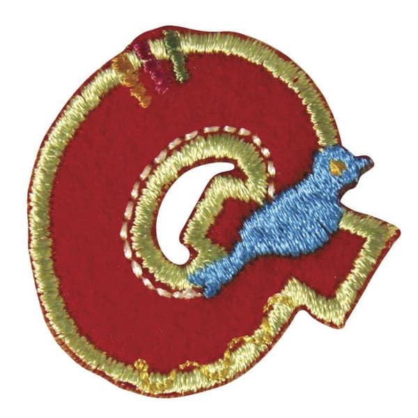 Broderad termofästepplikation Bokstav Q 3 cm
