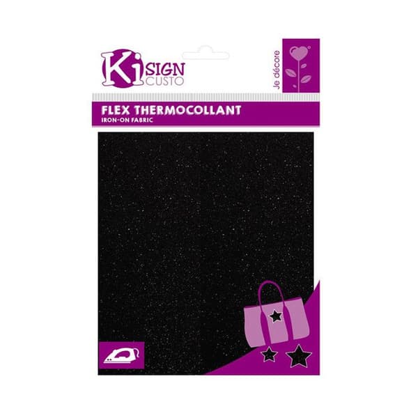 Påstrykningstyg - Ki-Sign - Svart - 15x20 cm - Glitter - Perfekt för anpassningar
