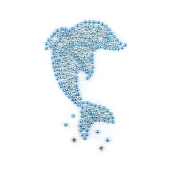Transfer strass thermoklämpande Delfin 9x10,5cm