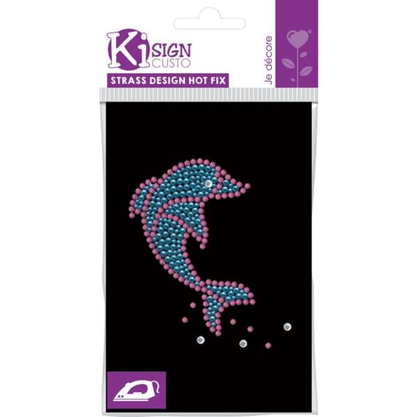 Transfer strass thermoklämpande Delfin 9x10,5cm