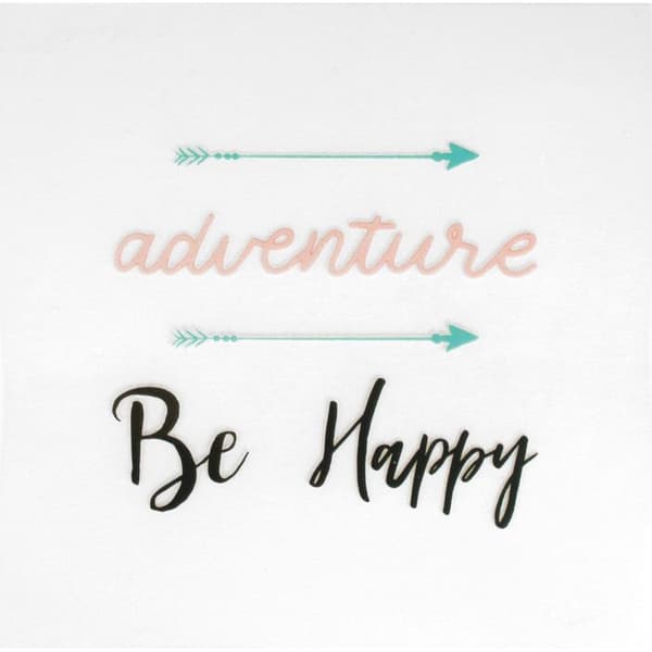 Textilöverföring Iron-on patch Be happy 14 cm 2 mönster - MegaCrea DIY {color}