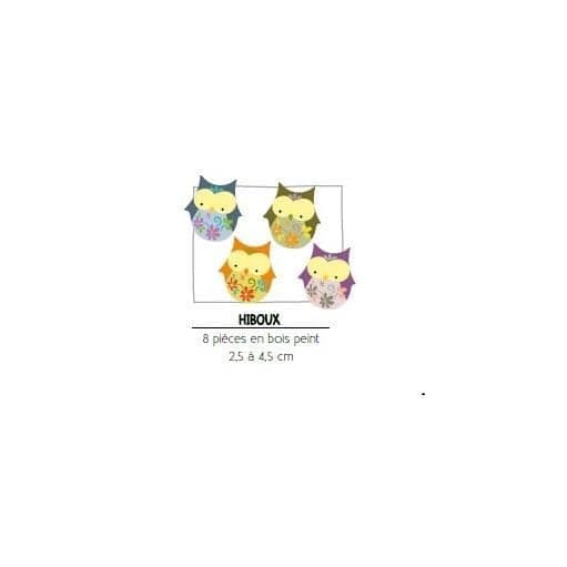 Paket med utsmyckningar - Ej specificerat - Ugglor - 8 delar - Trä - Scrapbookingdekoration