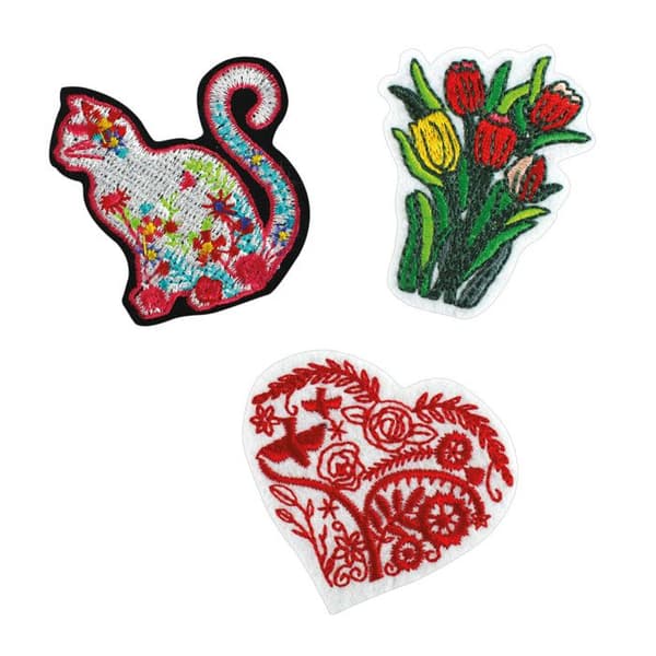 Broderipatch Blommor 4 till 5,2 cm 3 stycken