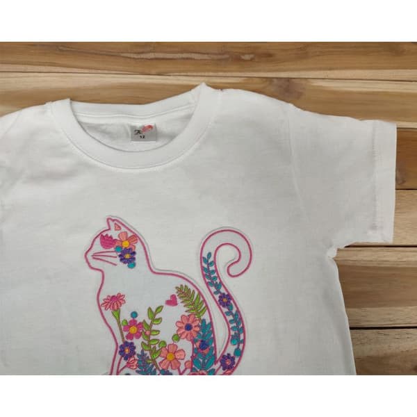 Maxi broderad patch Blomsterkatt 18 x 16,5 cm