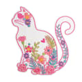 Miniatyrbild 1 av 2: Maxi broderad patch Blomsterkatt 18 x 16,5 cm
