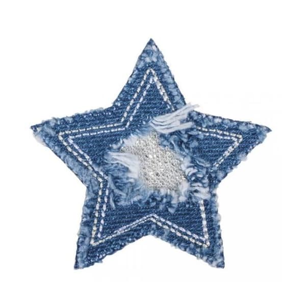 Strykplåster 'Rayher' Stjärna i denim 6 cm