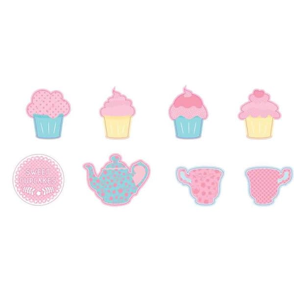 Målat trädekoration cupcakes 3 till 5 cm 8 stycken