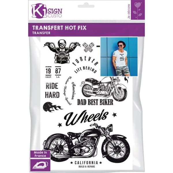 Iron-on Transfer - Ki-Sign - Biker - Svart och vit - 29,7 x 21 cm - Lätt att applicera