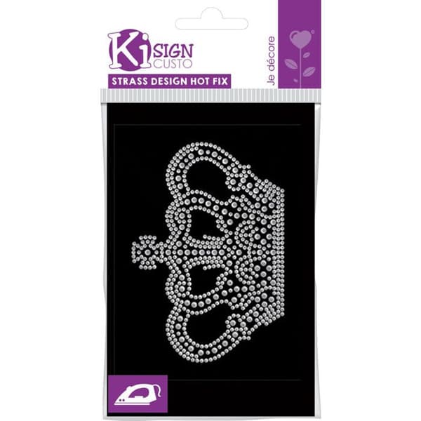 Värmetransfer med nitar och strass Krona 9x12,9 cm