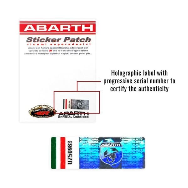 Officiell Abarth självhäftande lapp, logotyp, 74 x 80 mm