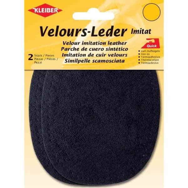 Patch thermocollant i sammet, oval, mörkblå
