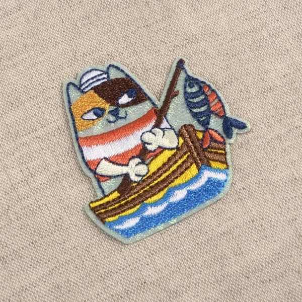 Ecusson - Ocean - Kattfiskare - 5cm x 4,5cm - Vit - Modeaccessoar