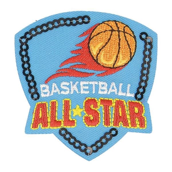 Ecusson - icke specificerat - Basketballsköld - 5,5 cm x 5 cm - Värmeöverföring - Blå