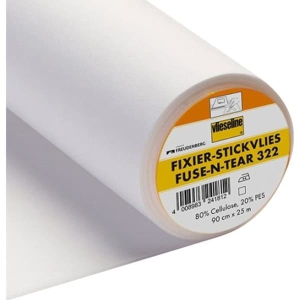 Entoilage thermocollant för broderi Fixier Stickvlies - Vit - Per meter