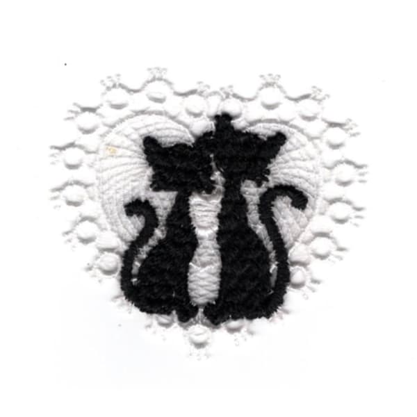 Ecusson Thermocollant Hjärta Spets Katt Färg Vit 4 x 5 cm