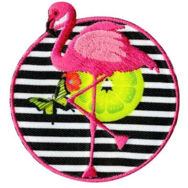 Värmelimt sköld flamingo 6x6cm