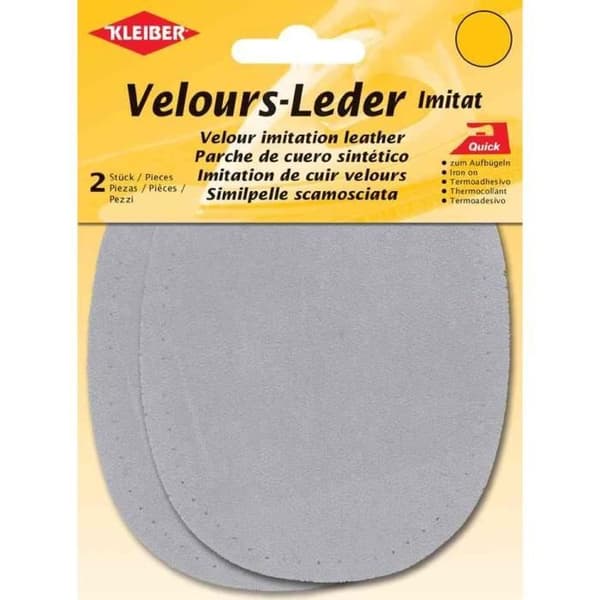 Färdigsytt lapptyg - KLEIBER - Ovalt - Ljusgrå - 130 x 10 mm - Tvättbar i 40 grader