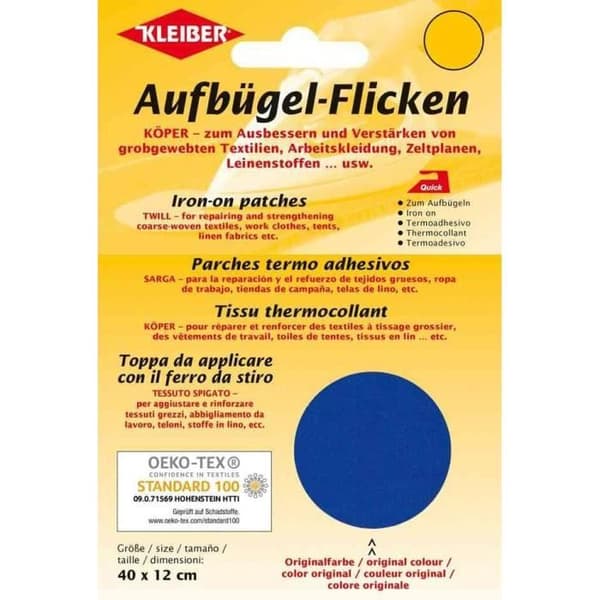Fleece patch - KLEIBER - Köper - 400 x 120 mm - 100% bomull - Mellanblå