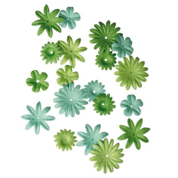 Papperblommor - Rayher - 36-pack - Medelgrön - 1,5 till 2,5 cm - Blandad