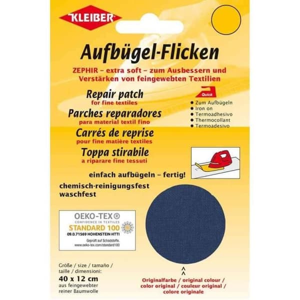 Patch thermocollant - KLEIBER - Zephir - 400 x 120 mm - Mörkblå - 100 % bomull