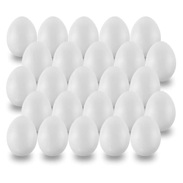 Mce-commerce - A636025-1 - Set med 25 6 cm plastägg för kreativ fritid och påskdekoration, Vit