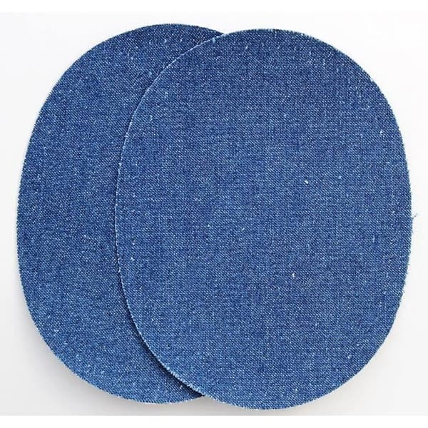 Oval påstrykningsplåster för jeans, mellanblå