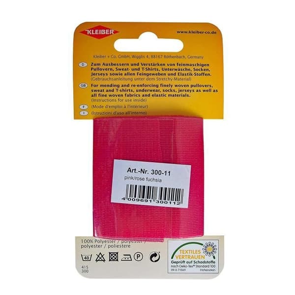 Kleiber 40 x 6 cm termofixerat elastiskt band för klädreparation, Rosa / Fuschia - 300-11