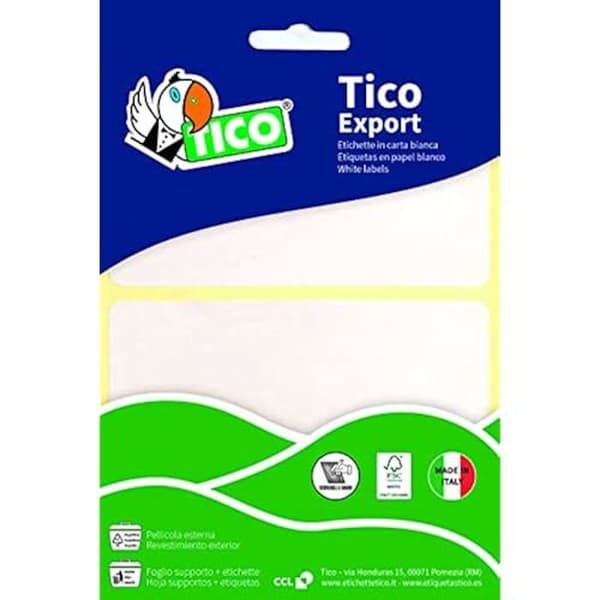 Klistretiketter - TICO - 947905 - Förpackning med 10 - Vit färg - Exklusiv produkt