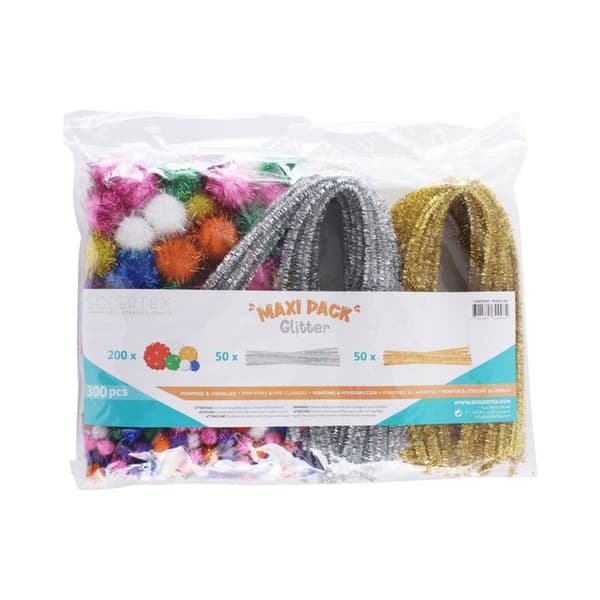 Pack "Maxi glitter" Chenille och pomponer 300 bitar
