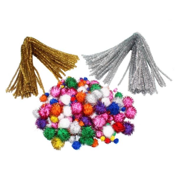 Pack "Maxi glitter" Chenille och pomponer 300 bitar