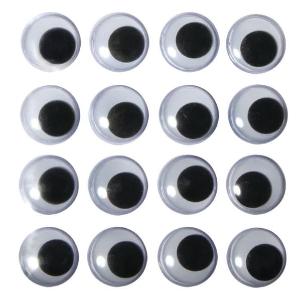 Rörliga plastögon självhäftande 15mm 16 stycken