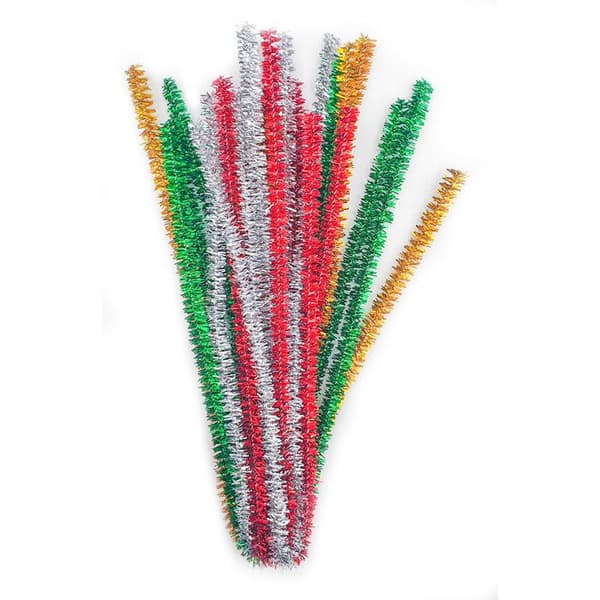 Metalliserade blandade cheniller 30 x 0,5 cm 12 stycken