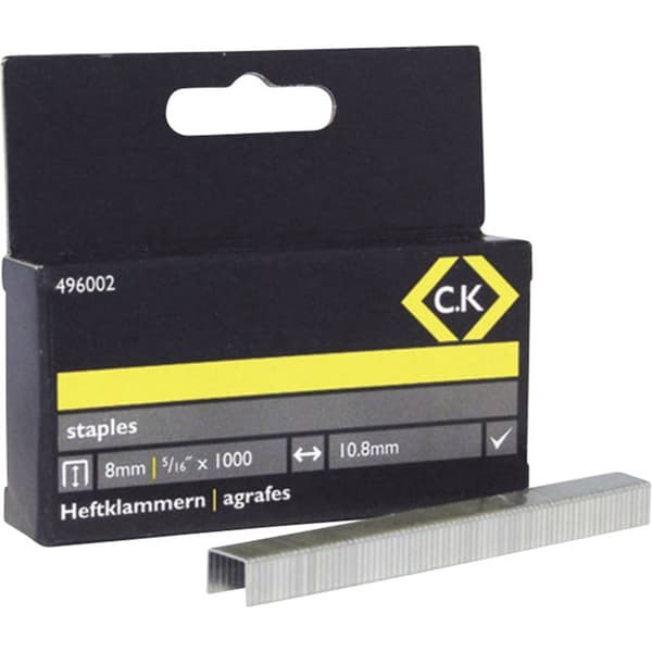 Hæfteklammer, -nåle 1000 stk C.K 496002 Dimensioner (L x B) 8 mm x 10.5 mm