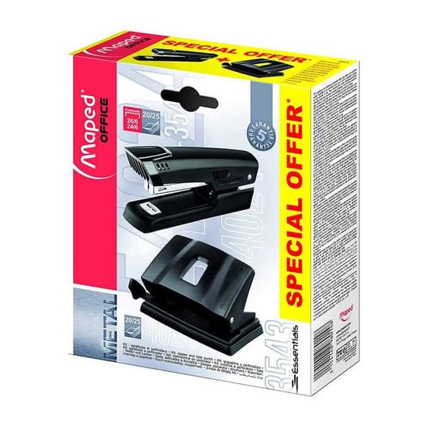 Häftapparat och hålslag - Maped - M898014 - Svart metall - 25 ark häftning - 20 ark hålslagning