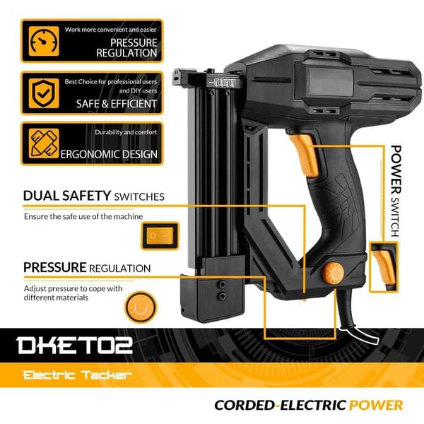 elektrisk luftspikpistol, träbearbetningsspikpistol, med häftklamrar och verktyg