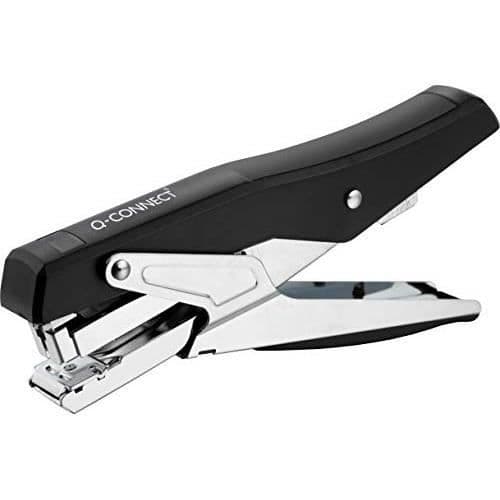 Q-Connect metallisk och svart clip-on häftapparat Soft touch 25-arks kapacitet 24-6 och 26-6 häftklamrar