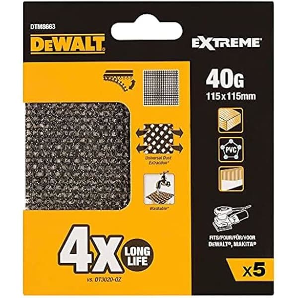 Lija de malla - DEWALT - DTM8663-QZ - Grano 40 - Robust och hållbar - 4x längre livslängd