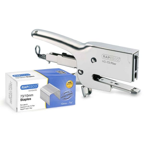 Rapesco HD-73 Heavy Duty metalltång Häftningspaket med 2000 häftklamrar 73-12 mm 1306