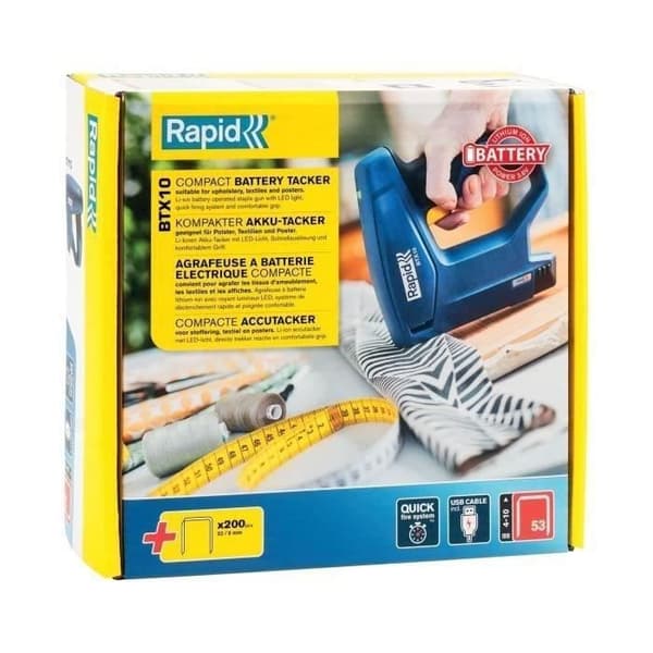 Elektrisk häftapparat - RAPID - BTX10 - För 53/4-10 mm - Låda