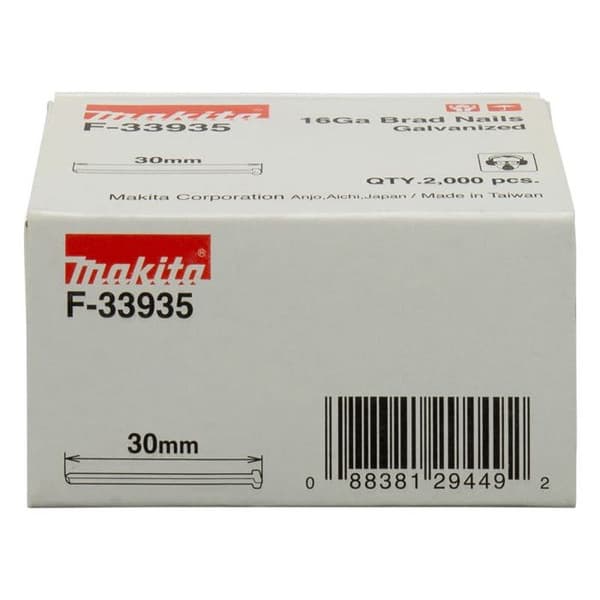 T-brad spik 30 mm 16 Ga för spikpistol - MAKITA F-33935 - Vit