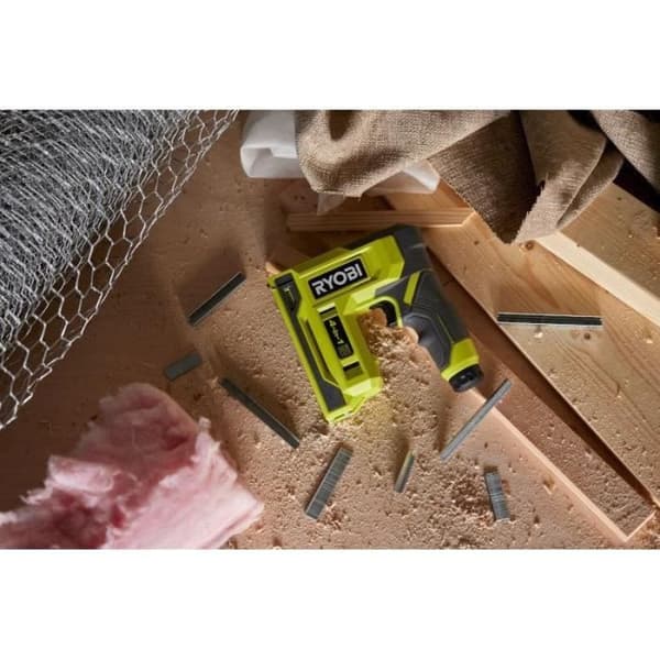 Agrafer - RYOBI - 4V - Klammrar från 6 till 14 mm - Spikar 18G upp till 15 mm - Levereras med 1100 T50 klammrar och 250 spikar 18G