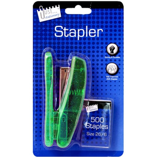 Just Stationery Metallic Stapler And Staples Set Green One Size