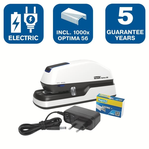 Elhäftare RAPID Optima 20 vit/svart