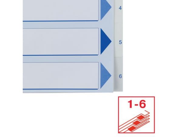 Register Esselte A4 Plast 1-6 Blå/Hvit (20 stk) (1 stk.)