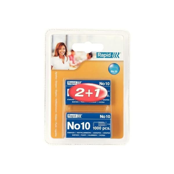 Rapid Standard Staples Nr. 10 4 mm galvaniserad kabelpaket om 3 x 1000 för Economy E10, T1