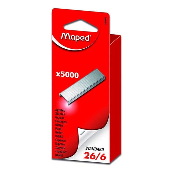 Agraffer - MAPED - 26/6 - Förpackning med 5000 - Idealiska för kontoret - Hög kvalitet