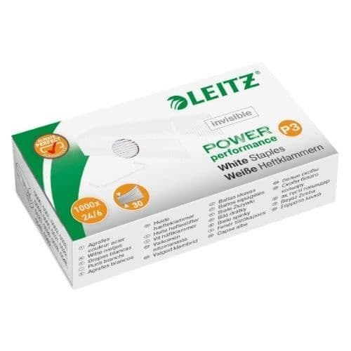 Häftklamrar - LEITZ - Power Performance P3 - Vit 24/6 - Låda med 1000 st - Starkt stål