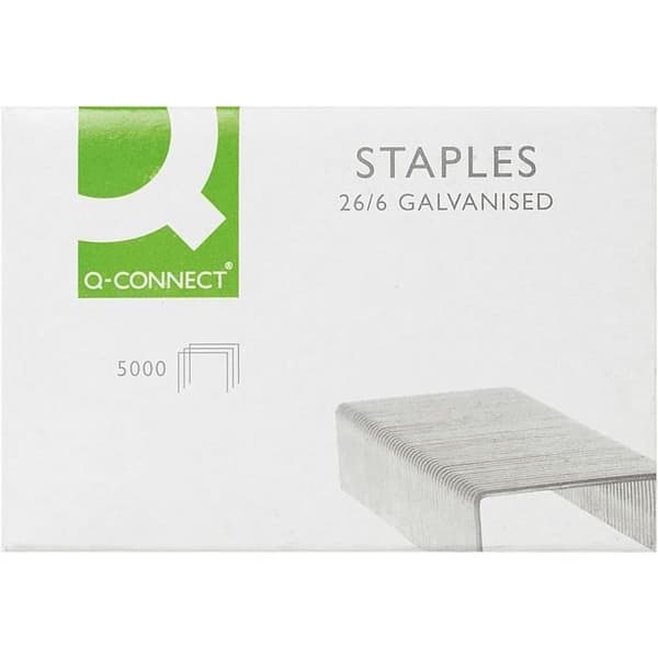 Agrafes - Q-CONNECT - Modell 26/6 - Galvaniserade - Förpackning med 5000 enheter - Hög kvalitet